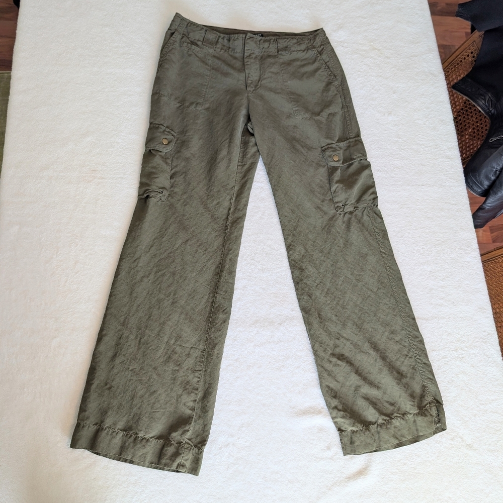 J Crew Silk Linen Favorite Fit Cargo Pants